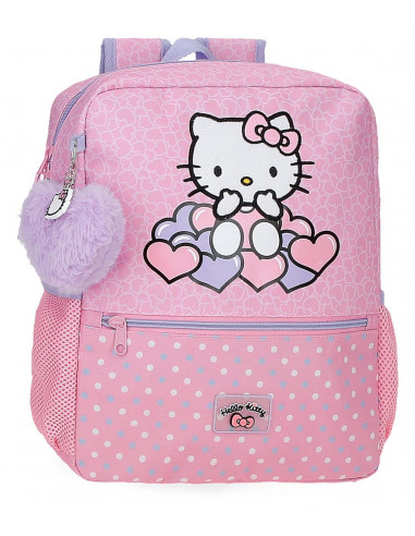 MOCHILA 33CM.HELLO KITTY HEARTS  DOTS